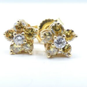 Orecchini in oro giallo da 18 Kt con Diamanti e Diamanti Fancy Yellow