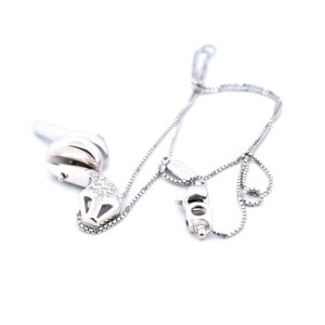 Collana e pendente serpente con testa movibile in oro bianco da 18 Kt con diamanti brillanti