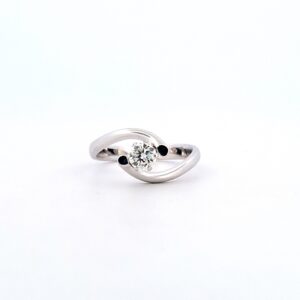 Solitario oro bianco 18Kt con diamante naturale 0.40 ct