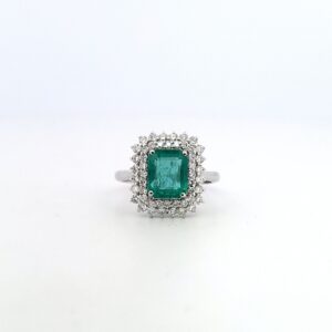 Anello in Oro Bianco con Smeraldo